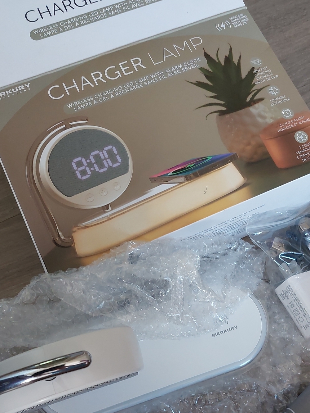 Merkury Innovations 3-in-1 LED Charger Lamp & Alarm Clock - NIB